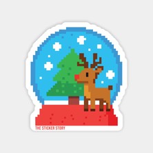 Kar Küresi Pixel Yılbaşı Sticker