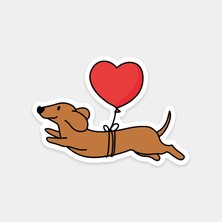 Kalpli Uçan Balon Köpek Sticker