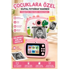 Wair Teknoloji Dinozor Temalı Çocuk Dijital Fotoğraf Makinesi Termal Baskılı Kamera Selfie Kameralı Türkçe Menü
