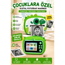 Wair Teknoloji Dinozor Temalı Çocuk Dijital Fotoğraf Makinesi Termal Baskılı Kamera Selfie Kameralı Türkçe Menü