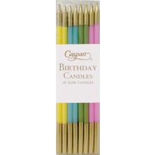 Caspari Birthday Slims Karışık Pastel Renklerde Doğum Günü Mumları