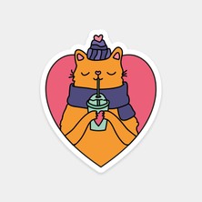 Kahveli Kedi Sticker
