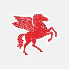 Uçan Kırmızı Pegasus Atı Sticker