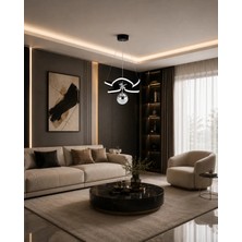 Gusto Lighting Sahra Modern Teklı LED Siyah Sarkıt Avize,3 Renk Yanabilen Modern Avize,salon LED Avize