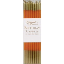 Caspari Birthday Slims Doğum Günü Mumları, Parlak Turuncu ve Altın Renklerde