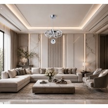Gusto Lighting Amara Modern Teklı LED Krom Sarkıt Avize,3 Renk Yanabilen Modern Avize,salon LED Avize