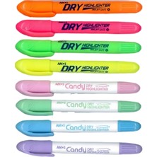 Amos Dry Highlighter 8 Renk Fosforlu Kalem Seti İnce Kağıtlarda Akma Yapmaz