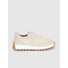 Cabani Krem Süet Deri Kadın Sneaker Ayakkabı