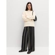 Marks & Spencer Saten Çizgili Geniş Paça Pantolon