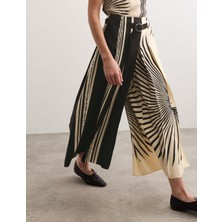 Marks & Spencer Desenli Kemerli Geniş Paça Pantolon