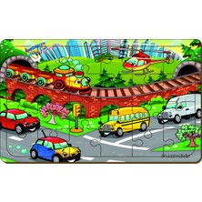 Maketçiniz Taşıtlar 24 Parça Ahşap Puzzle 2 - 4 Yaş Eğlenceli Tasarım ile Zeka Geliştirici