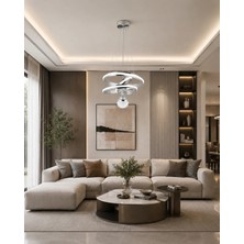 Gusto Lighting Arya Modern Teklı LED Krom Sarkıt Avize,3 Renk Yanabilen Modern Avize,salon LED Avize