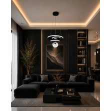 Gusto Lighting Arya Modern Teklı LED Siyah Sarkıt Avize,3 Renk Yanabilen Modern Avize,salon LED Avize