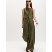 Marks & Spencer Keten Karışımlı Geniş Paça Pantolon