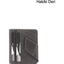 Gönderi(r) Kadın Gri Crazy  Hakiki Deri Unisex Kartlık