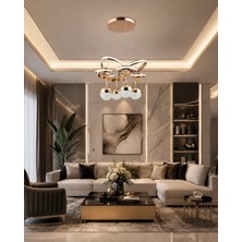 Gusto Lighting Farah Modern Teklı LED Gold Sarkıt Avize,3 Renk Yanabilen Modern Avize,salon LED Avize