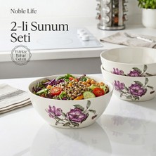 Noble Life Menekşe Desenli Xl 2'li Büyük Kase Seti