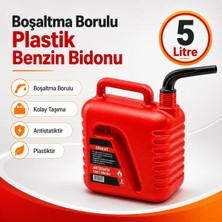Badem10 Boşaltma Borulu Plastik Antistatik Benzin Bidonu 5 Litre Akaryakıt Mazot Taşıma Doldurma Depolama