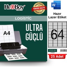 Herboy HB-1164 52,5 x 18 mm A4 Laser Etiket (25 Adet)