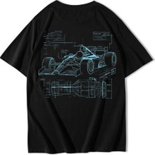 Brz Collection Unisex Oversize Formula Yarış Arabası T-Shirt Siyah