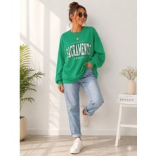 Stsahra  Kadın Yeşil Bisiklet Yaka Sweatshirt