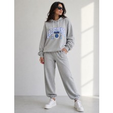 Stsahra  Kadın Gri Kapşonlu Sweatshirt