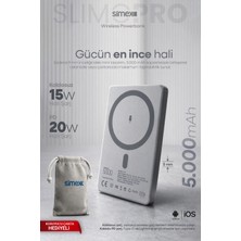Simex iPhone Qi2 5000mAh MagSafe 20W Kablosuz Powerbank Şarj Cihazı Taşınabilir 17 16 15 14 13 12 Pro Max