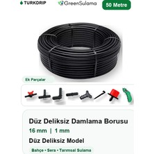 Greensulama 16 mm Düz Delikli Damlama Borusu 50 Metre Bahçe Sera Sulama