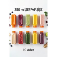 Ziylan Ambalaj 10'lu Boş Meyve Suyu Şişesi - 250 ml Turuncu Kapaklı Smoothie ve Ayran Şişesi