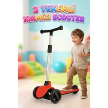 Farbu Oyuncak LED Işıklı Silikon 3 Tekerli Katlanabilir Yükseklik Ayarlı 50KG Taşıma Kapasiteli Çocuk Scooter