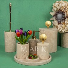 Miarik Design Dekoratif Doğal Traverten Mermer Banyo Seti Takımı Aksesuar Detaylı