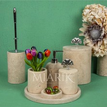 Miarik Design Dekoratif Doğal Traverten Mermer Banyo Seti Takımı Aksesuar Detaylı