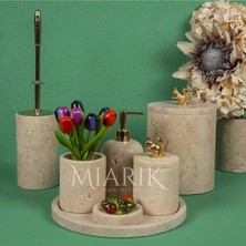 Miarik Design Dekoratif Traverten Mermer Aksesuar Detaylı 7 Li Banyo Seti Takımı