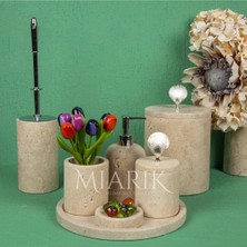 Miarik Design Dekoratif Doğal Traverten Mermer Banyo Seti Takımı Aksesuar Detaylı
