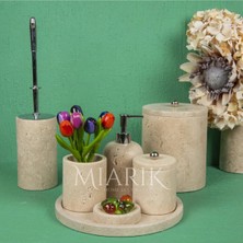 Miarik Design Dekoratif Doğal Traverten Mermer Banyo Seti Takımı Aksesuar Detaylı