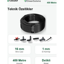 Greensulama 16 mm Düz Delikli Damlama Borusu 400 Metre Bahçe Sera Sulama