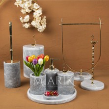 Miarik Design Dekoratif Grı Mermer T 9lu Li Banyo Seti Takımı