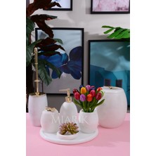 Miarik Design Dekoratif Mermer Banyo Seti Takımı 7 Li Aksesuar Detaylı Tasarım Set