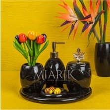 Miarik Design Dekoratif Siyah Mermer Banyo Seti Takımı 5 Li Tasarım Set