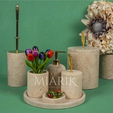 Miarik Design Dekoratif Doğal Traverten Mermer Banyo Seti Takımı Aksesuar Detaylı