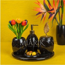 Miarik Design Dekoratif Siyah Mermer Banyo Seti Takımı 5 Li Tasarım Set