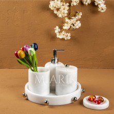 Miarik Design Dekoratif Mermer Top Kabare Detaylı 5 Li Banyo Seti Takımı