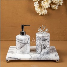 Miarik Design Dekoratif Leylak Mermer Aksesuar Detaylı 3 Lu Banyo Seti Takımı