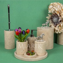 Miarik Design Dekoratif Doğal Traverten Mermer Banyo Seti Takımı Aksesuar Detaylı