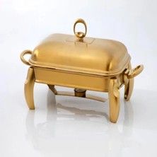Güren Mum Isıtıcılı Dikdörtgen Servis Seti 1,5 Lt Mat Gold (101000199 )