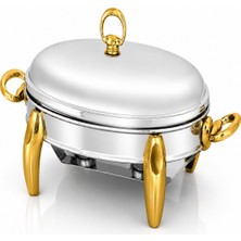 Güren 101000181 Mum Isıtıcılı Oval Servis Seti 2,2 Lt Gold-Silver