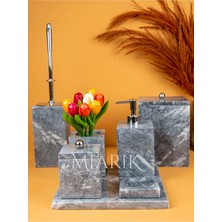 Miarik Design Dekoratif Mermer Aksesuar Detaylı 7 Li Kare Banyo Seti Takımı