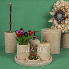 Miarik Design Dekoratif Traverten Mermer Aksesuar Detaylı 7 Li Banyo Seti Takımı