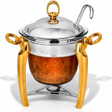 Güren 101000183 Mum Isıtıcılı Çorba Servis Seti 4 Lt Silver-Gold