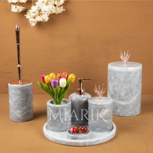 Miarik Design Dekoratif Doğal Mermer Banyo Seti Takımı Rose Aksesuar Detaylı